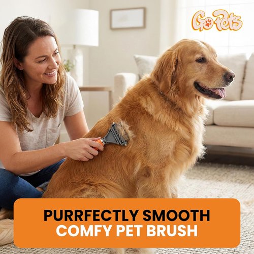 GoPets 2-in-1 Dematting Comb - Double-Sided Dog Brush & Cat Grooming Rake for Shedding & Mats