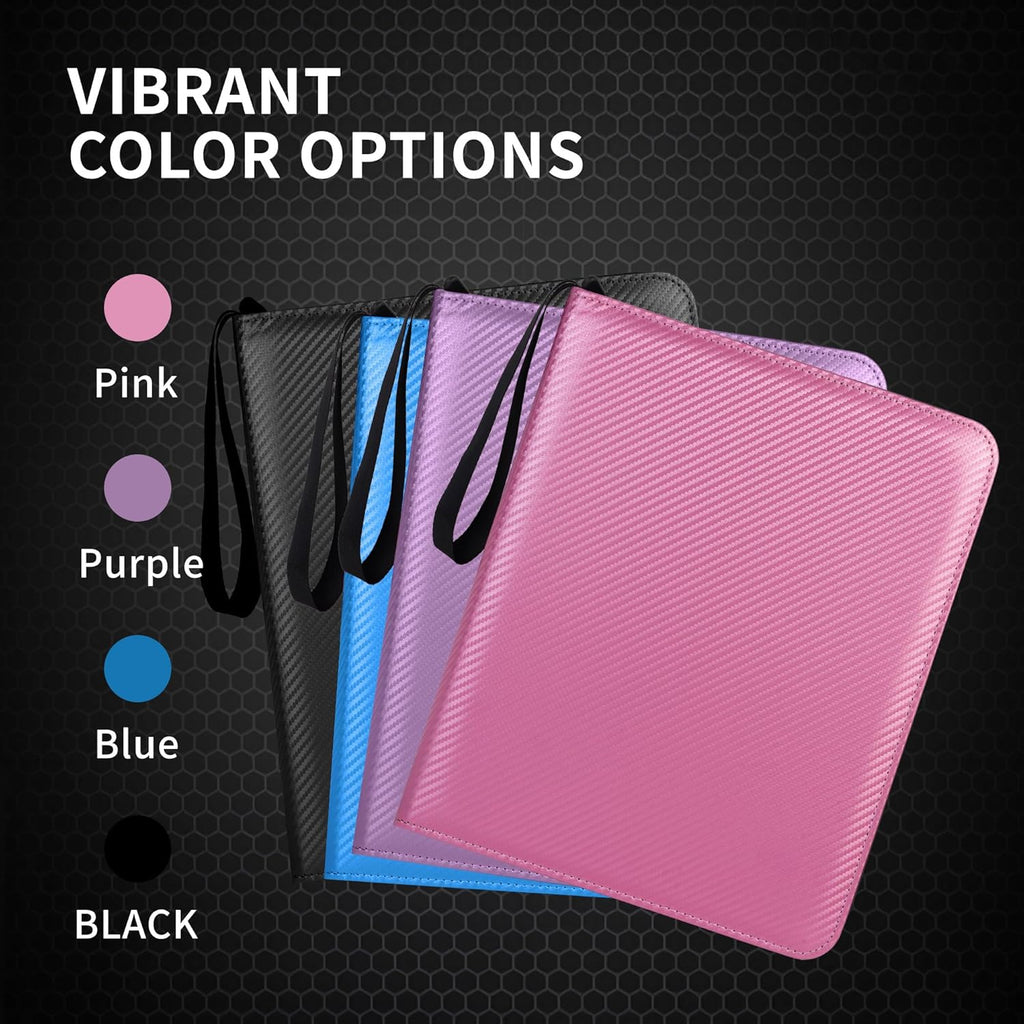 Trading Card Binder - 9 Pocket PU Zipper Album | Holds 900 Cards, Hard Cover Organizer for Pokémon, MTG & Sports Cards (Purple)