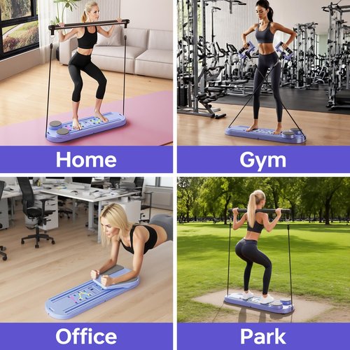Pilates Board, 7 in 1 Portable Pilates Reformer with Digital Display for Home & Gym, Foldable Multifunctional Pilates Machine, Pilates Equipment for Women, Compact Home Workout Board