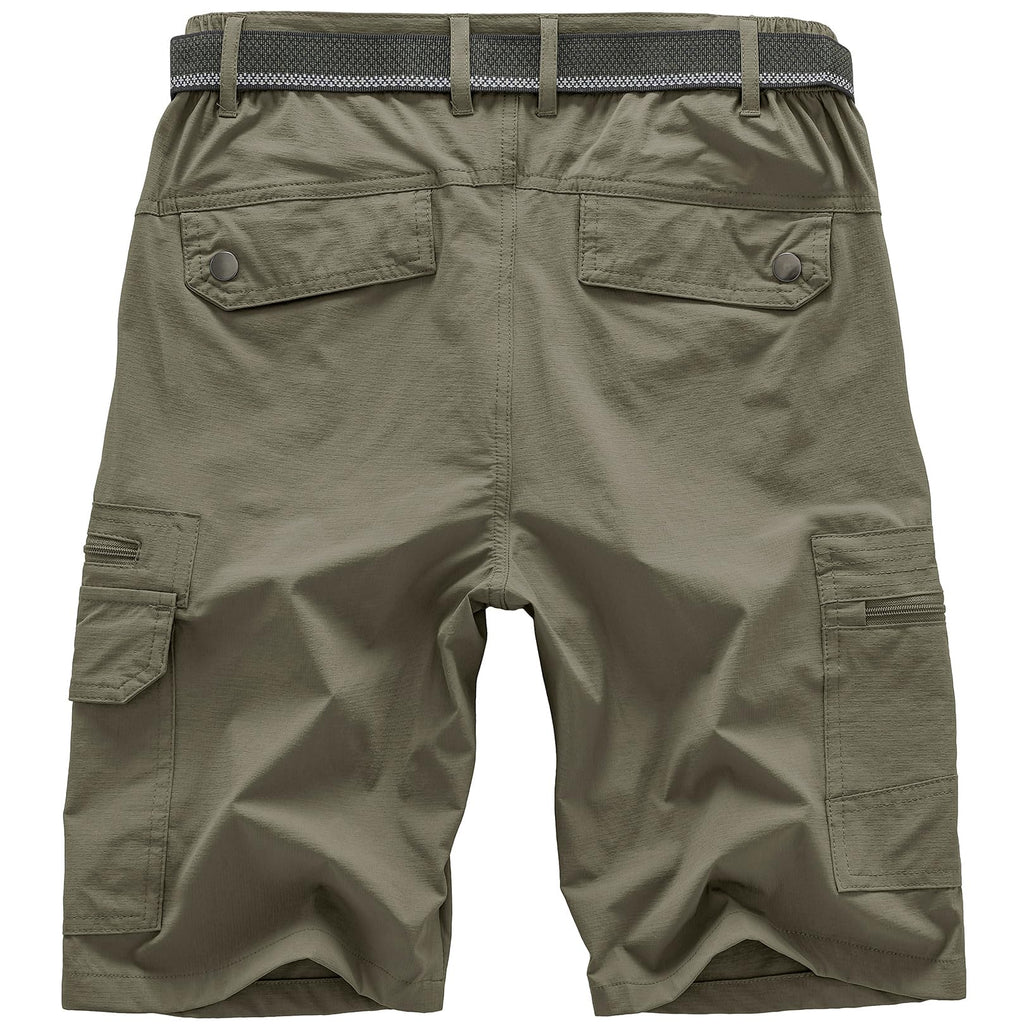 Jessie Kidden Mens Outdoor Casual Expandable Waist Lightweight Water Resistant Quick Dry Fishing Hiking Shorts (Light Green, 42)