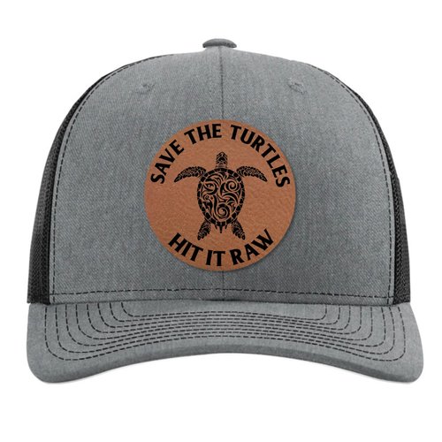 Save The Turtles Hit It Raw Hat - Funny Comedy Hat - Plastic Straws Environment - Beach Hats for Men - Fathers Day Christmas Birthday Gift for Dad Husband Son Boyfriend - Richardson 112 Trucker Hat