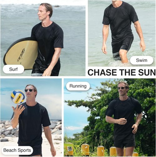Kanu Surf Men's Swim Shirt - UPF 50+ Quick-Dry Rash Guard with Short Sleeves
