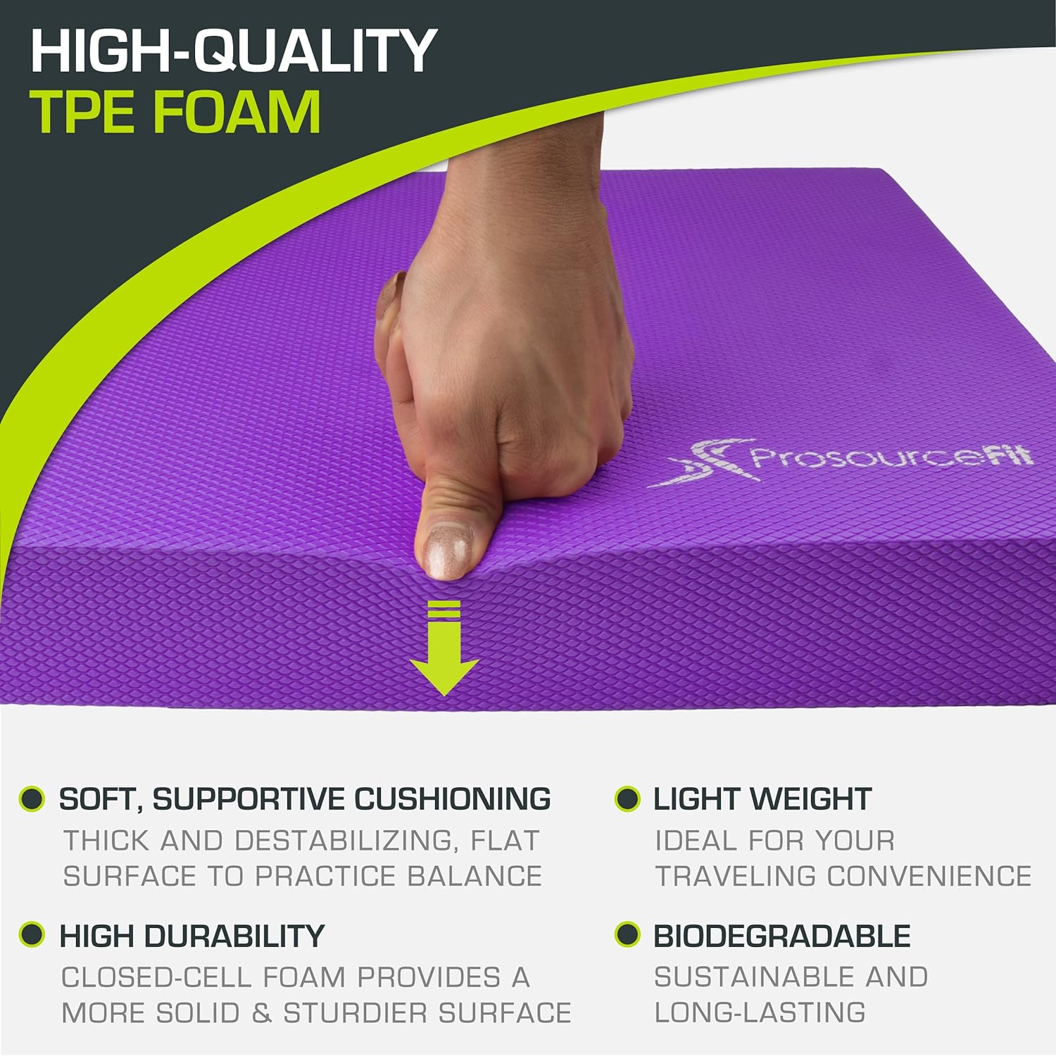 ProsourceFit Balance Pad - Non-Slip Cushioned Foam Mat for Fitness, Yoga & Stability Training