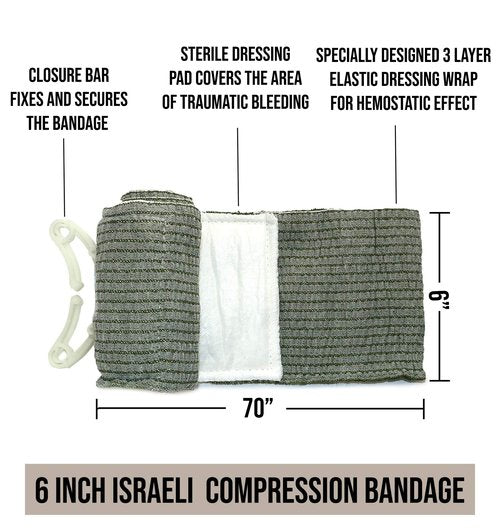 Israeli Bandage 2-Pack - 6" Self-Adhesive First Aid Wound Dressing