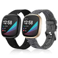 Maledan Compatible with Fitbit Versa 3 and Fitbit Sense 2 and Fitbit Versa 4 and Fitbit Sense Bands Men Women, Woven Fabric Replacement Band for Sense/Versa 3 Smartwatch, Small Black Charcoal Gray