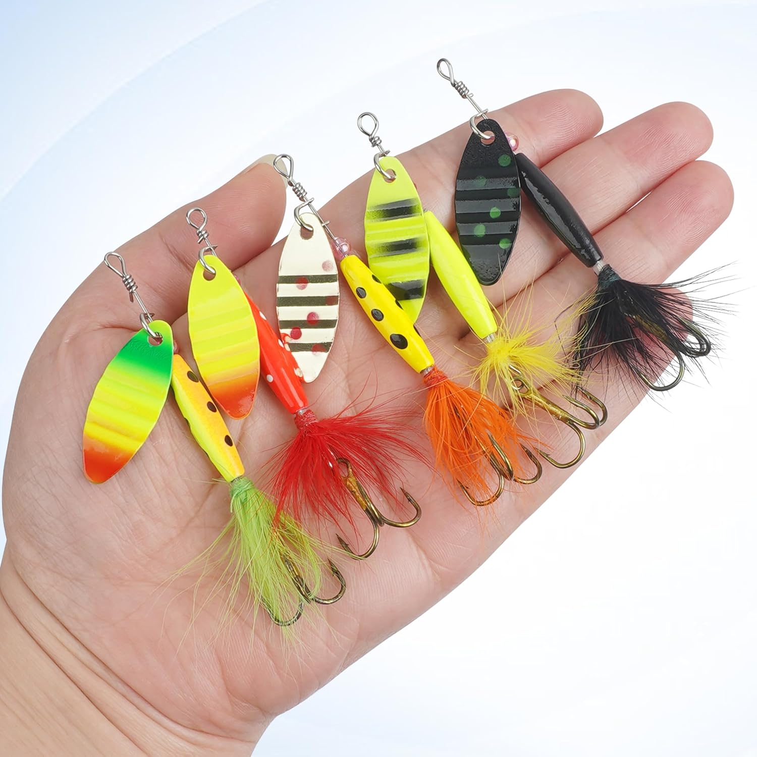 Spinnerbaits Rooster Fishing Lures Kit - Hard Metal Inline Spinner Baits for Bass, Salmon & Trout
