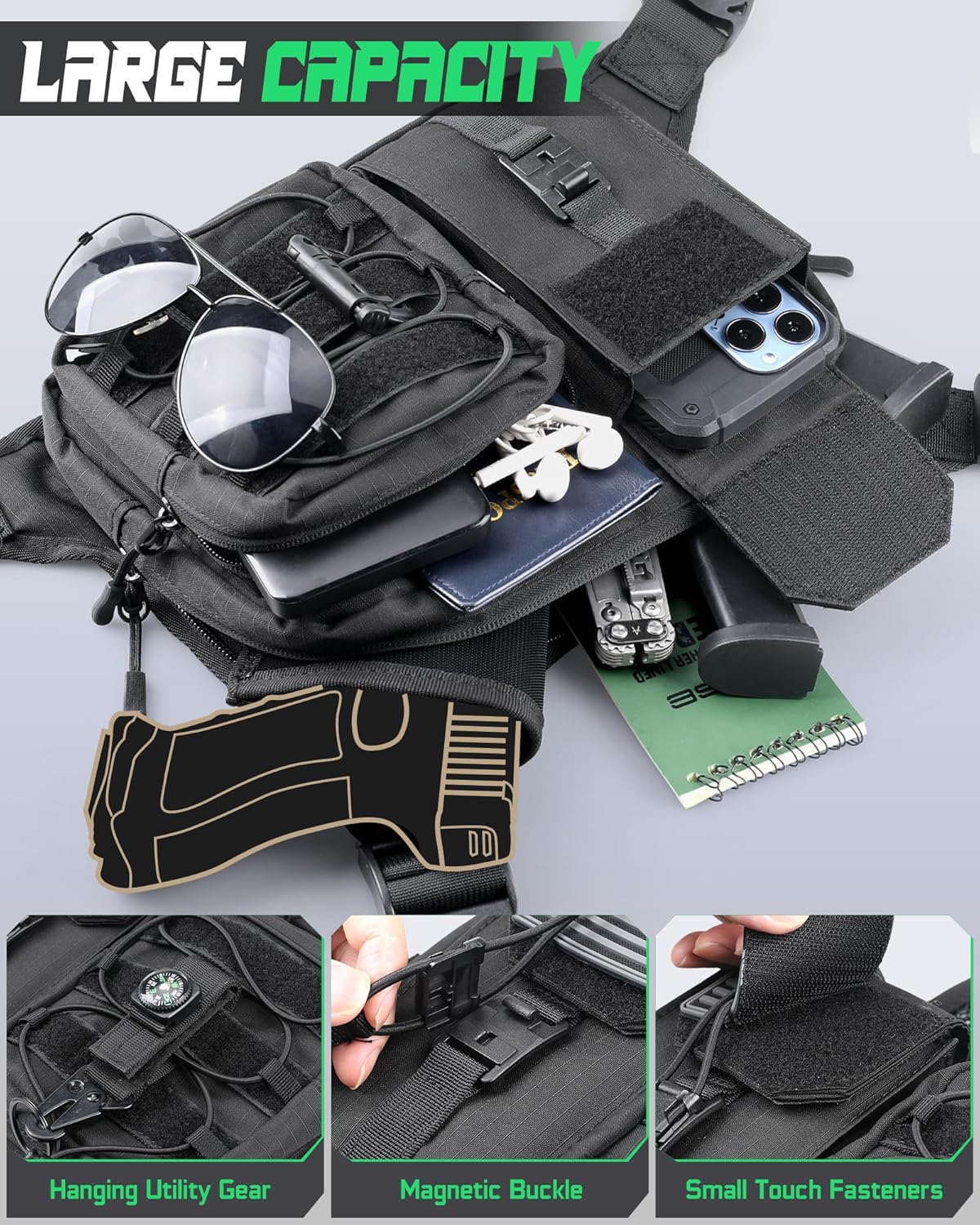 RXW Chest Bag - Tactical Hiking Chest Pack for Men & Women | Lightweight, Versatile Design for Outdoor Adventures