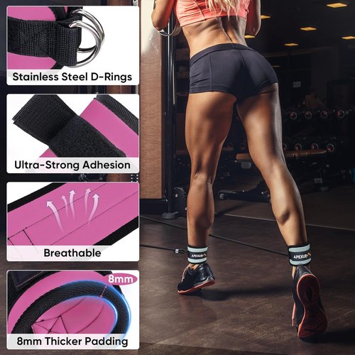 APEXUP Ankle Strap for Cable Machine, Ankle Resistance Bands, Cable Kick Back Ankle Straps for Gym, Glute Workouts, Leg Extensions, Adjustable Straps with Neoprene Padding