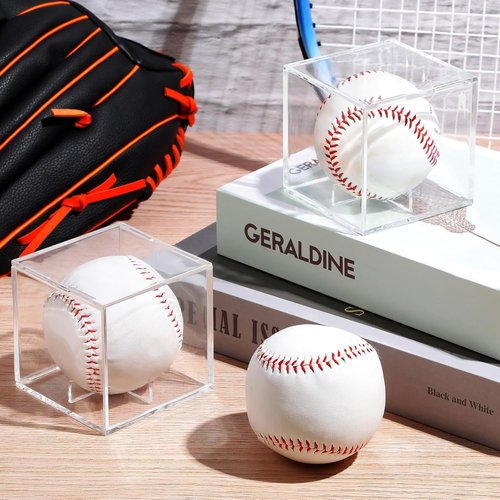 Chumia Baseball Display Cases - Clear Acrylic Holder with UV Protection | 12 Pack Autograph Storage Boxes