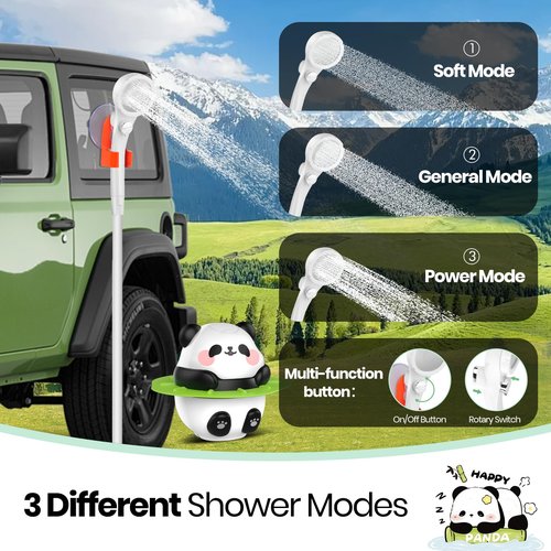 Barong Yekhna Portable Shower for Camping, 10500mAh Rechargeable Outdoor Shower with 3 Spray Modes, IPX7 Waterproof Camping Shower Pump for Hiking, Travel, Pet Bath, Car Washing