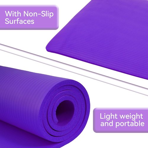 Fitvids Yoga Mat - Extra Thick 1/2-Inch High Density Anti-Tear Exercise Mat with Carrying Strap