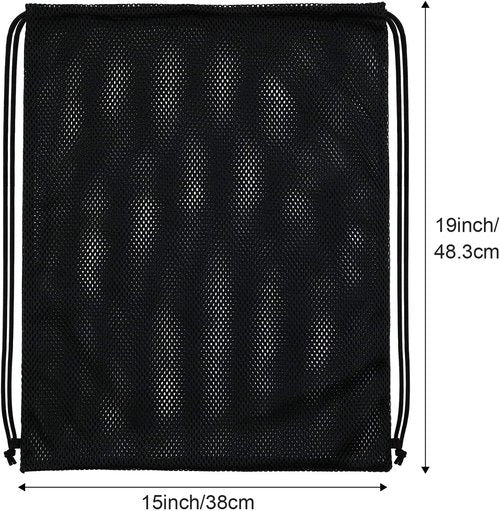 Frienda Mesh Drawstring Backpack - Versatile Beach & Gym Bag for Travel & Workout Gear | Black