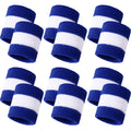 Bememo 12 Pcs Sweatbands Wristband Sweat Wrist Band Competitions Absorbent Sweatbands for Men Women Sports Running(3.15",Blue, White, Blue)