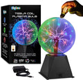 Playbees Plasma Ball 7-Inch - Colorful Tesla Coil Globe with Multicolor Lightning Effects for STEM Learning & Parties