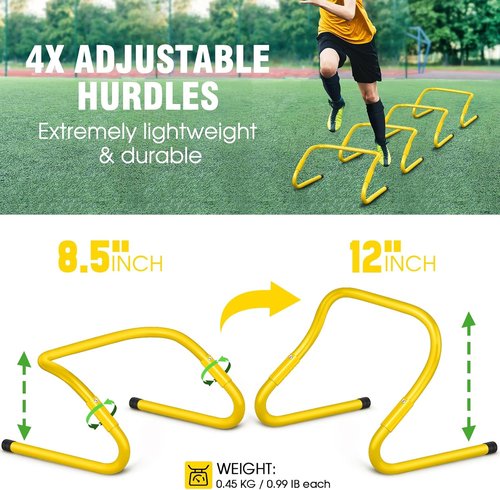 Agility Ladder Speed Training Set - 20ft Ladder, 12 Cones, 4 Hurdles & Jump Rope | Ideal for Soccer, Basketball & Football Training