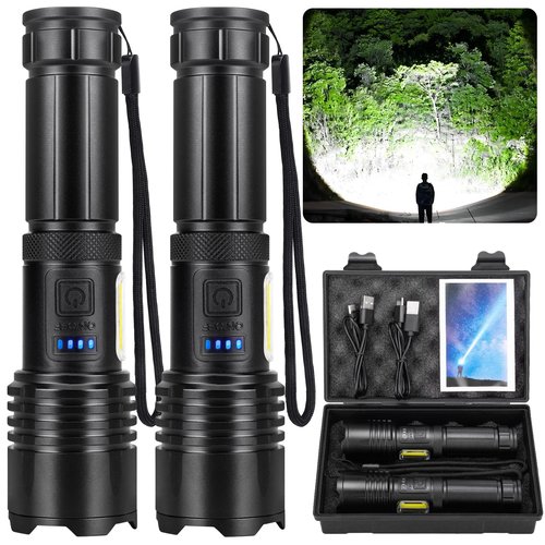 BEFAMALI Rechargeable Flashlights High Lumens, 99000 LM Super Bright Flashlight with 7 Modes, Adjustable Powerful Flash Light with COB Light, Waterproof Handheld Flashlight for Home Camping Hunting