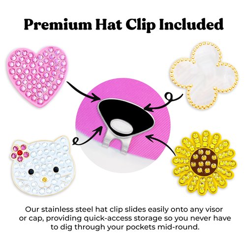 Navika Crystal Heart Golf Ball Marker & Hat Clip | Premium Valentine's Day for Women | Sparkly Golfing Accessory for Ladies' Leagues & Tournaments