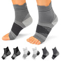Skiennix Plantar Fasciitis Socks - Compression Ankle Brace with Arch Support for Pain Relief | Black, Gray, White, Small