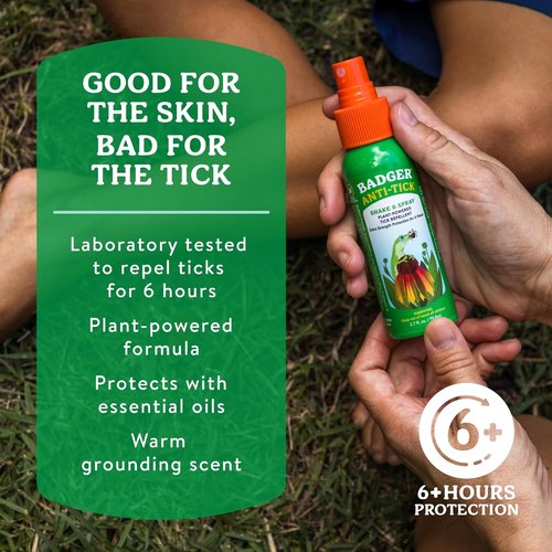 Badger Tick Spray - All-Natural Tick Repellent for Humans | 6+ Hours of Extra Strength Protection, 4 fl oz