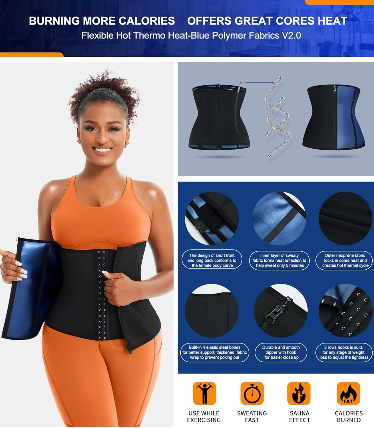 TrainingGirl Waist Trainer - Lower Belly Trimmer Corset for Effective Tummy Control | Sweat Belt for Workouts