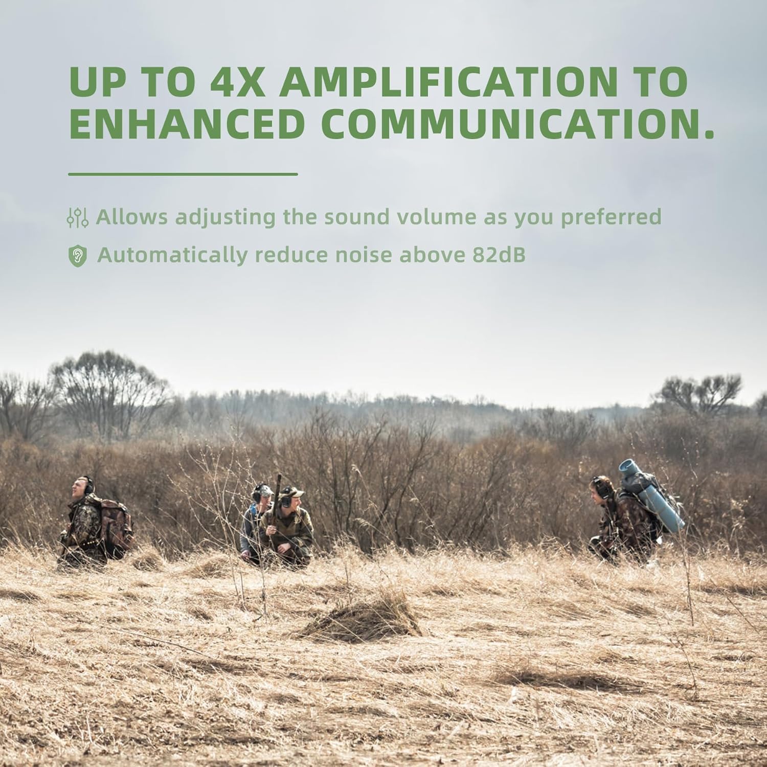 PROHEAR Electronic Ear Protection Muffs - 4X Sound Amplification & NRR 23dB Noise Reduction | Green