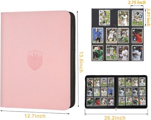 GERMUN Trading Card Binder - Premium 12 Pocket Album for 720 Cards | Double-Sided Holder in Pink
