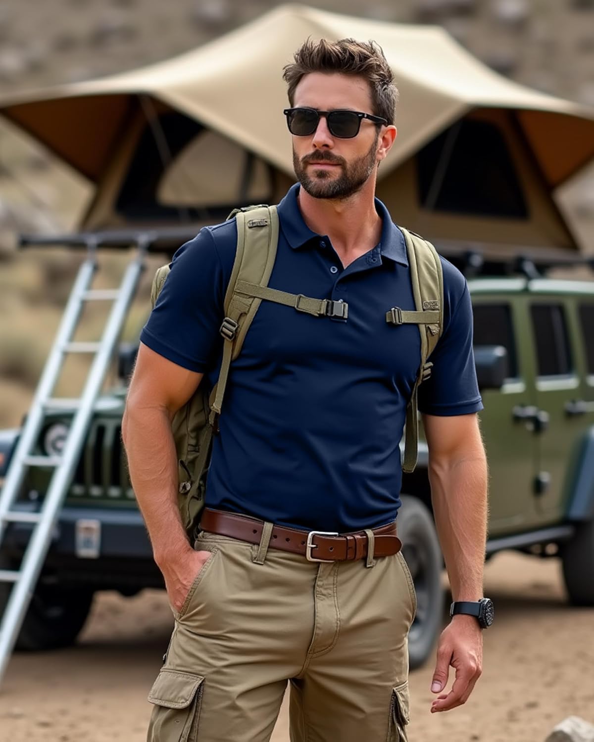 NY Threads Men's Polo Shirt - UPF 50+ Quick Dry Tactical Jersey for Golf | Short Sleeves