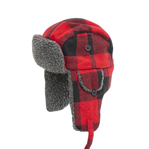 Eskimo Youth Plaid Alaskan Sherpa Hat, Buffalo Plaid, One Size