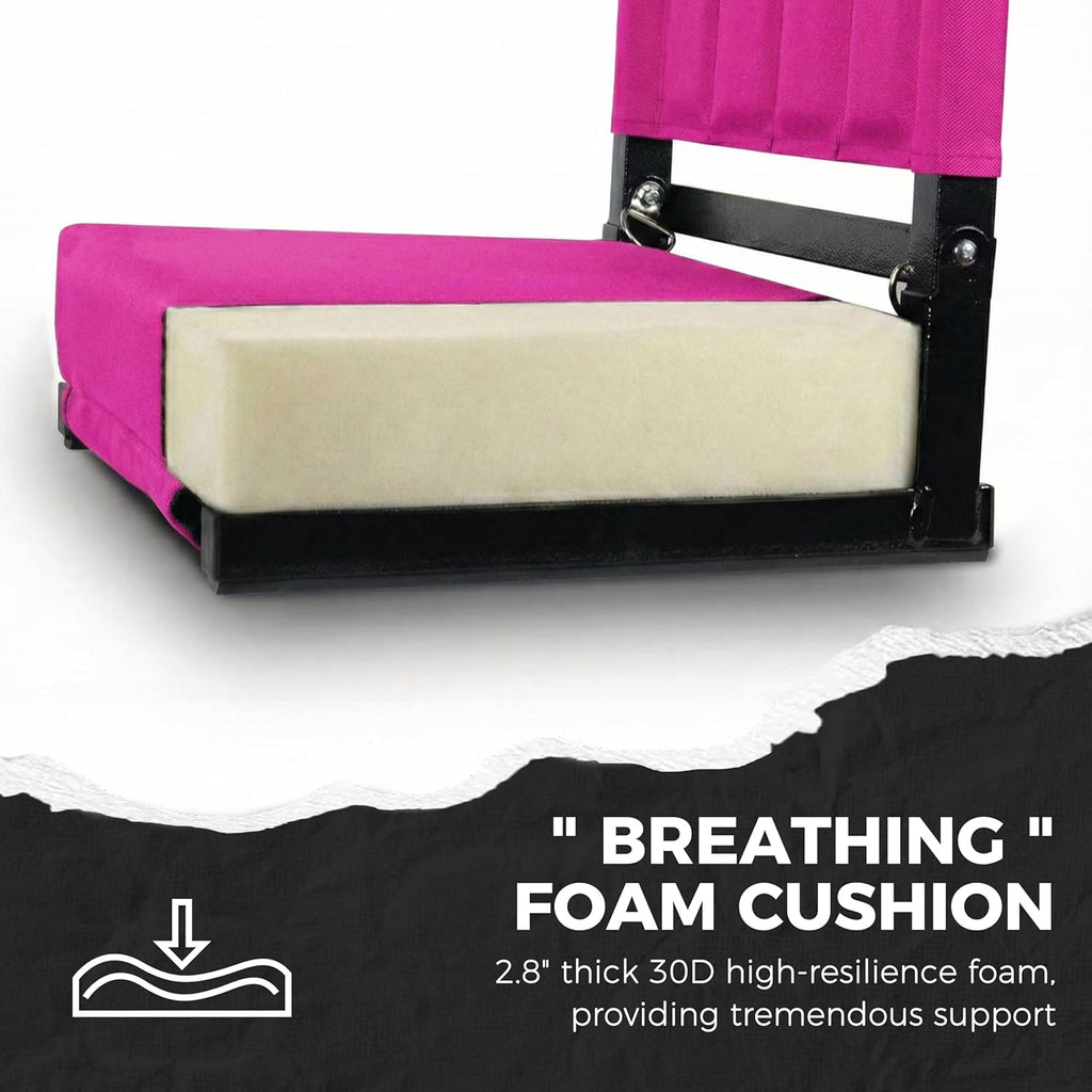 Sport Beats Stadium Seats - Comfortable Bleacher Chair with Back Support & Cushion | Pink, 1pc - 17" W x 12" D x 16.5" H