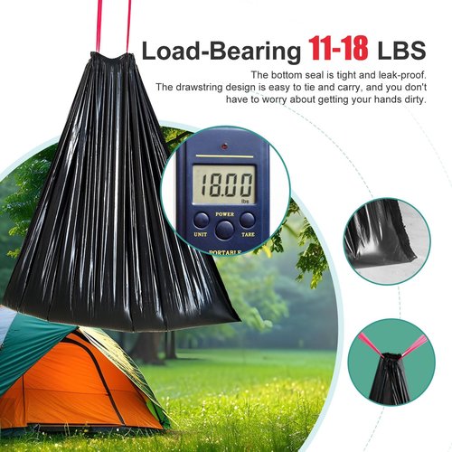Ann Katy Portable Toilet Bags，Drawstring Camping Toilet Bags Toilet Trash Bags Leak-Proof, Waste Bags for Camping, Hiking, Traveling,Emergency, Outdoor Activities