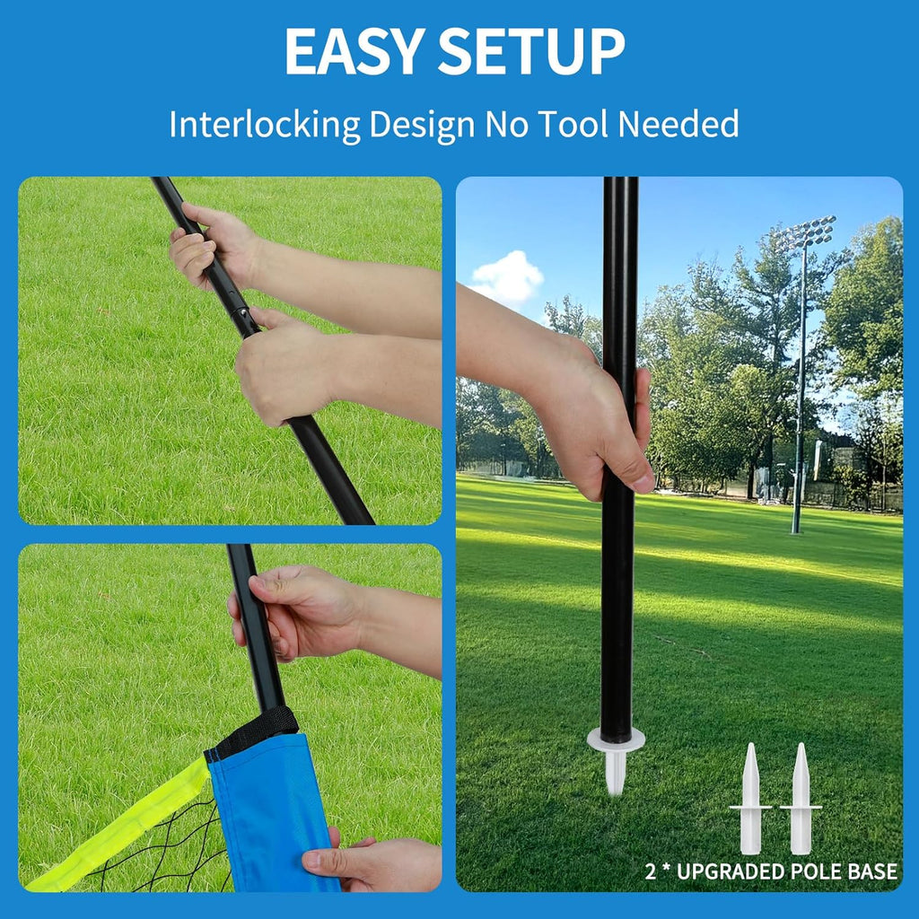 Skiennix Portable Outdoor Volleyball Net Set - Adjustable Poles, Soft PU Volleyball & Pump, Carry Bag