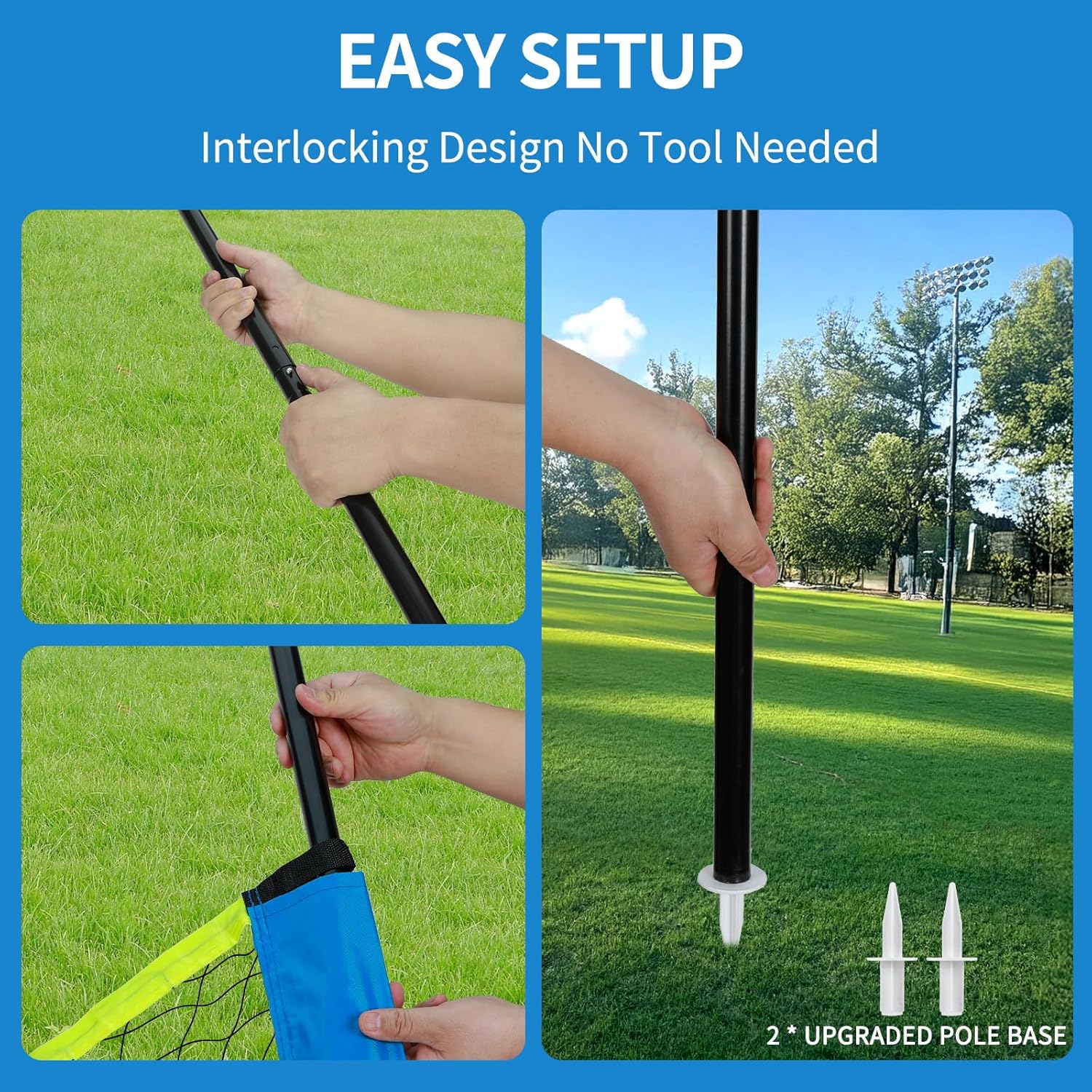Skiennix Portable Outdoor Volleyball Net Set - Adjustable Poles, Soft PU Volleyball & Pump, Carry Bag