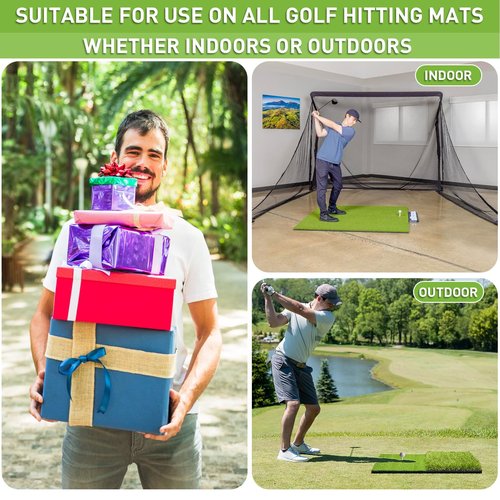 FINGER TEN Golf Rubber Tees Driving Range 3 Inch 1.5'' 2.25'' 2.75'' 3.13'' Tee Holder for Mat 1.5'' 2'' with Plastic Tees Indoor Outdoor Use (Black-25 Pcs)