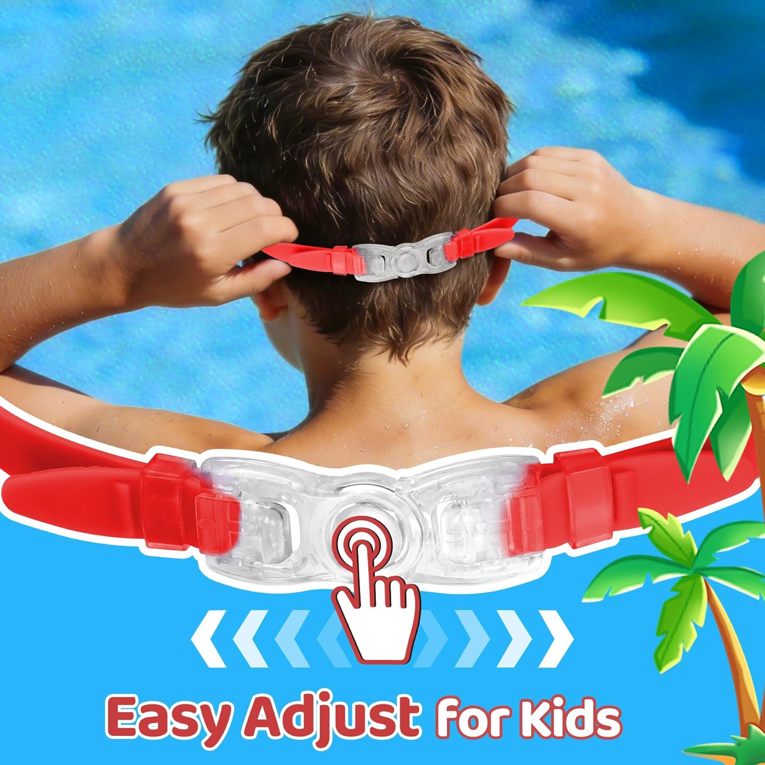 Vvinca Swim Goggles - Anti-Fog & UV Protection | No Leak Design for Kids Ages 3-15 (2 Pack)