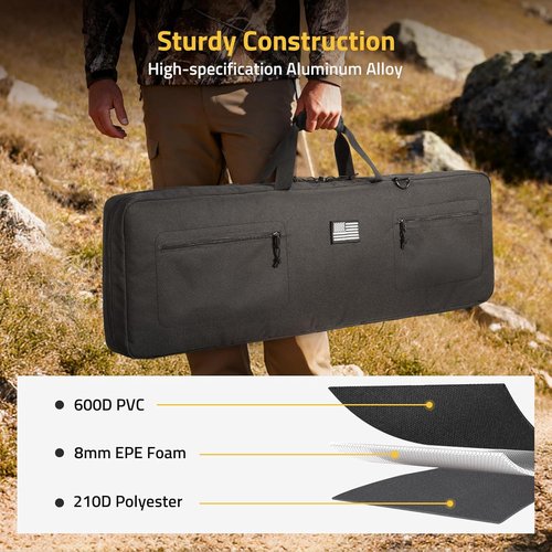 CVLIFE 42" Soft Rifle Case - Padded Long Gun Bag with Zipper Pockets & Adjustable Strap | Black