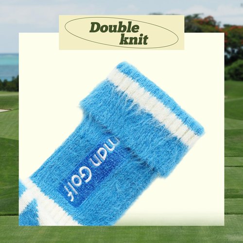 Craftsman Golf Knit Blue and White Diamond Pattern Pom Pom Driver Head Cover Headcover for Callaway Mizuno Cobra Taylormade