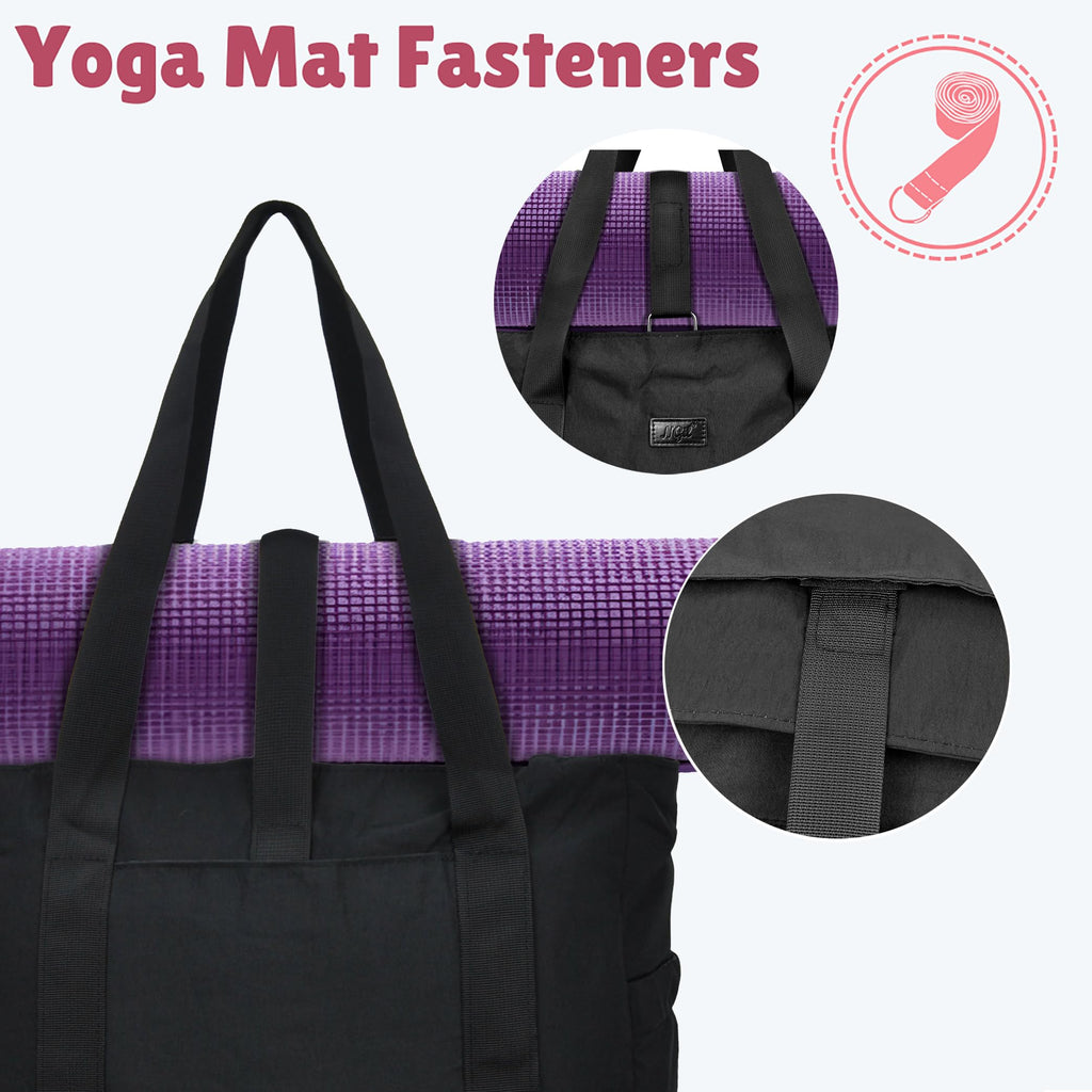 NGIL Yoga Tote Bag, Gym Tote Bag,Work Nurse Tote Bag for Women, Computer Tote for Laptop, Travel Tote Shoulder Bag for Women (Black)