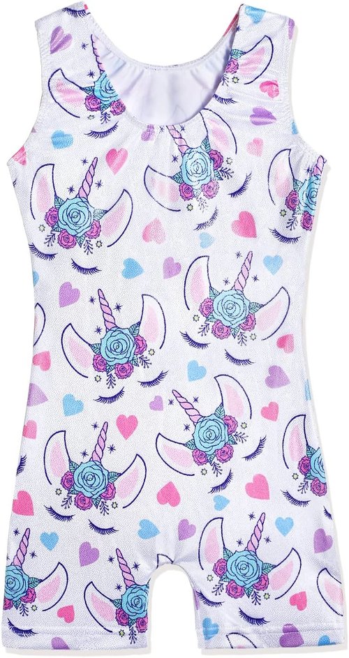 HOZIY Girls Gymnastics Leotards - Adorable Sparkle Biketard for Kids Tumbling | Comfortable Fit