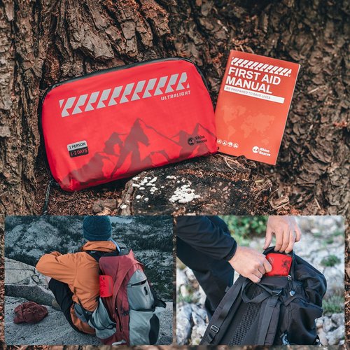 RHINO RESCUE Small First Aid Kit Ultralight Water-Resistent Medical Kit for Hiking, Backpacking, Cycling, Travel, Vehicles