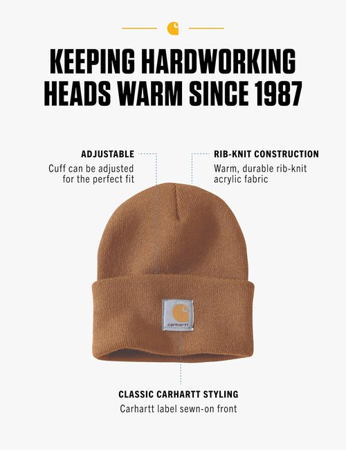 Carhartt Men's Knit Cuffed Beanie - Warm, Stylish Winter Hat | Classic Black Color