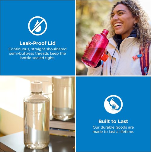 Nalgene 32 oz Narrow Mouth Water Bottle - BPA-Free, Durable & Leak-Proof Design for Gym, Office & Travel
