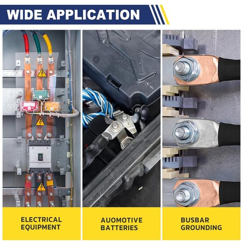 Haisstronica 10PCS 6 AWG Tinned Copper Battery Lugs - Heavy Duty Wire Connectors with Heat Shrink Tubing