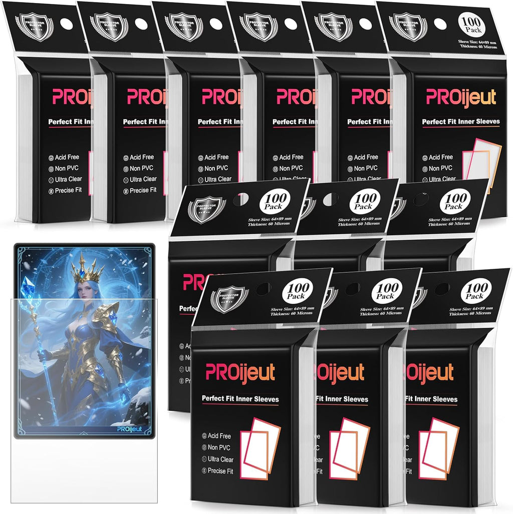 Skiennix 1200 Pack Card Sleeves - Perfect Fit Inner Sleeves for Double-Sleeving | Compatible with MTG, PKM, TCG Cards (60 Microns)