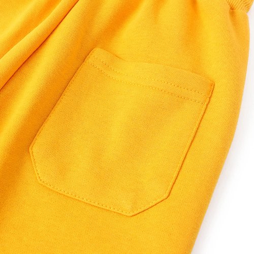 GLEAMING GRAIN Kids Unisex Cotton Sweatpants Drawstring Plain Jogger Pants for Boys or Girls Age 5-12 Years Yellow