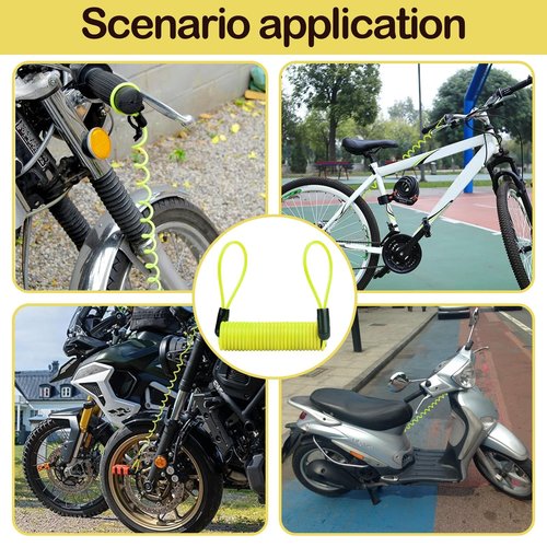1PCS Motorcycle Disc Lock Reminder Cable Yellow Disc Lock Reminder Cable for Motorcycle Alarm Discs Brake Locks Warning Cables Anti Heft Security Spring Coil Cables