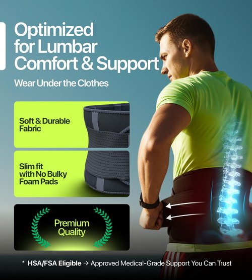 NeoHealth Plus Size Lower Back Brace 4XL - The Most Effective Back Pain Relief for Men & Women, Adjustable Lumbar Support Belt for Injury Prevention, Sciatica, Scoliosis, Herniated Disc