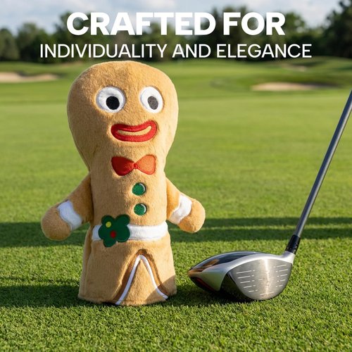Golf Club Head Covers, Plush Gingerbread Man Golf Driver Covers Fairway Wood Hybrid Head Covers with Interchangeable Tags Advanced Embroidery 3 Wood Headcover Set(Fairway)