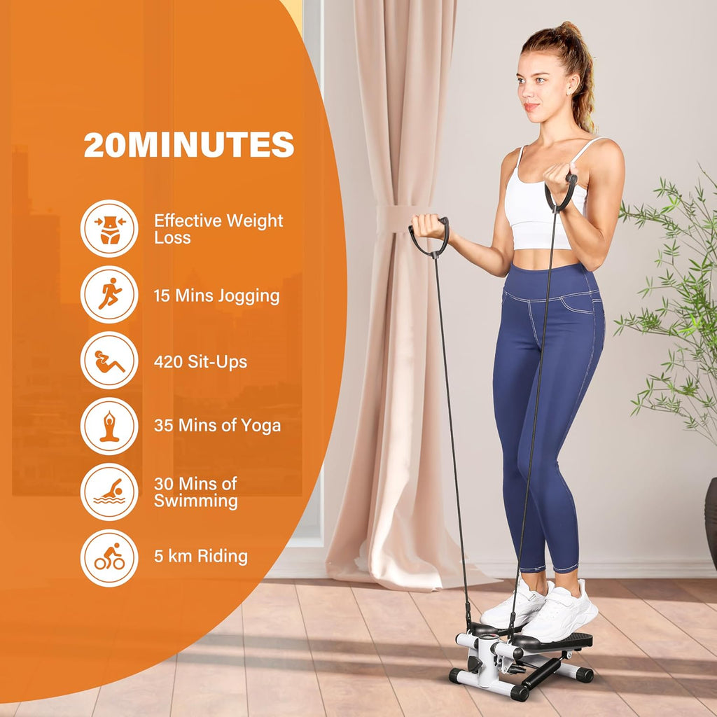 YSSOA Mini Stepper - Full Body Fitness Equipment with Resistance Bands | Home Workout Solution