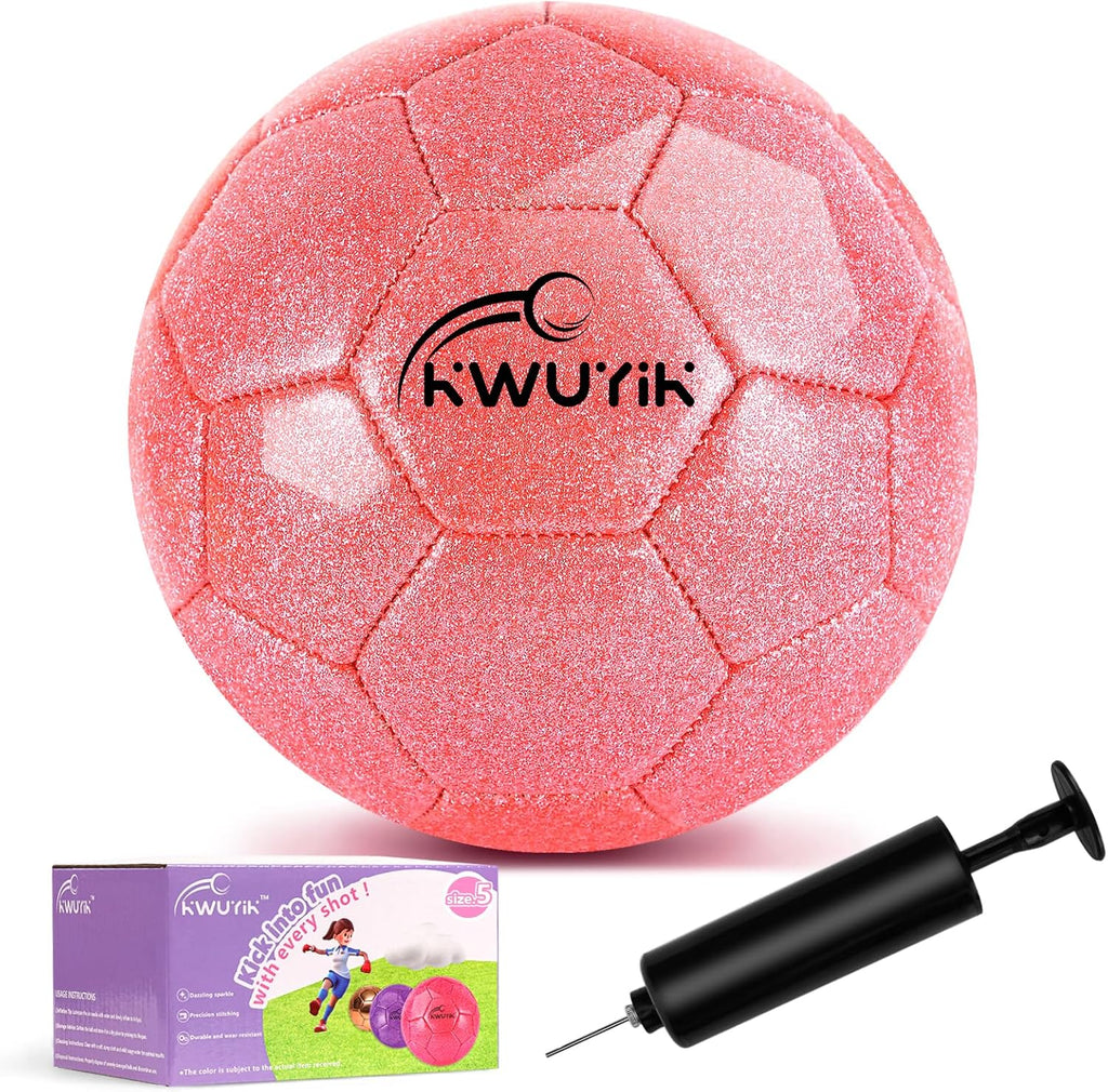 Skiennix Glitter Soccer Ball - Pink Gold Purple Youth Training Ball with Pump | Sizes 3-5 for Kids 4-12