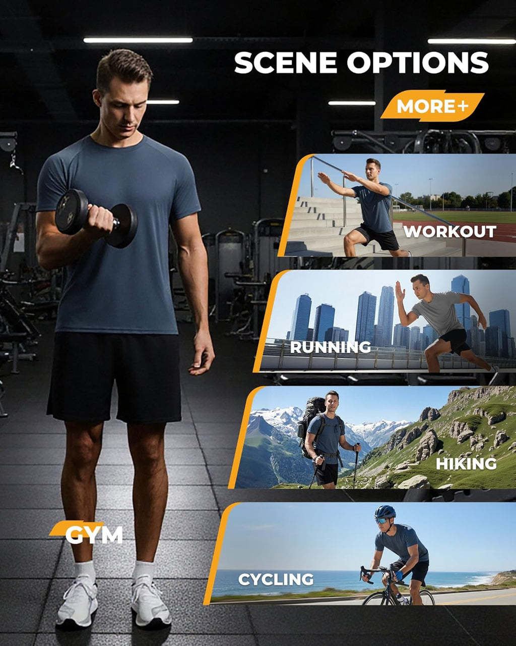 Skiennix Workout Shirts for Men - Black Quick-Dry Moisture-Wicking T-Shirts for Gym & Running | 2 Pack